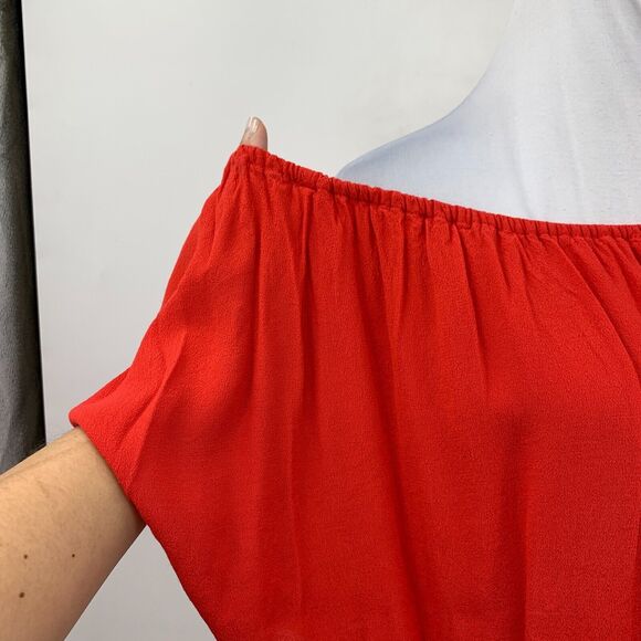 Holding Horses Top Women M Medium Anthropologie Red Ruffles Off Shoulder Overlap - Picture 4 of 14